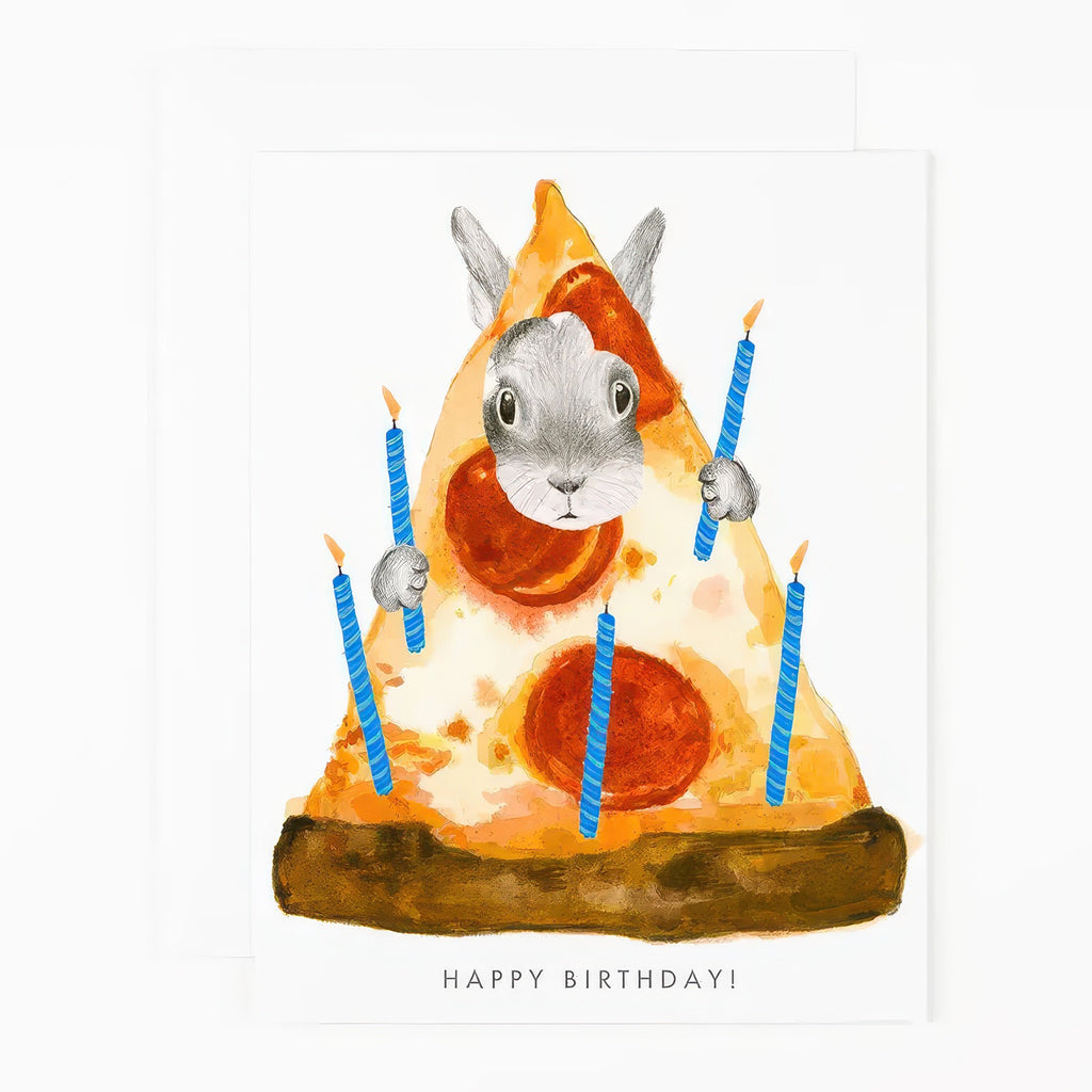 Pizza Bunny Birthday Card.