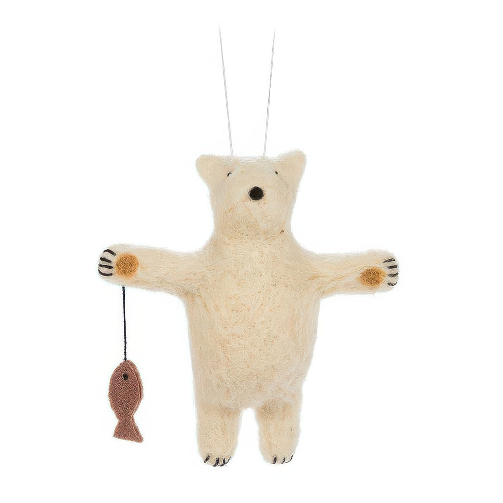 Polar Bear With Fish Ornament.