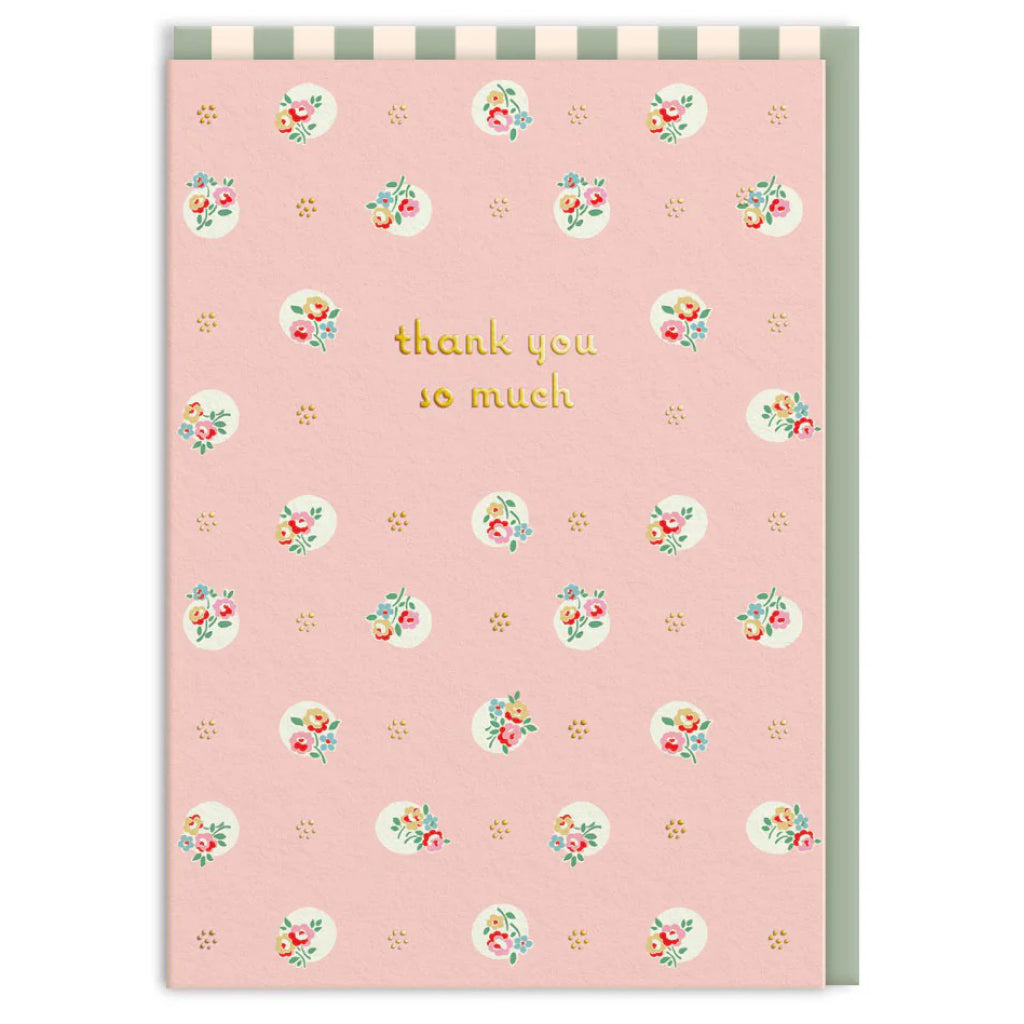 Polka Dot Flowers Thank You Card.