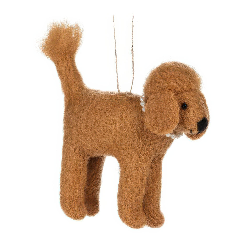 Poodle with Pearls Ornament - reddish brown.