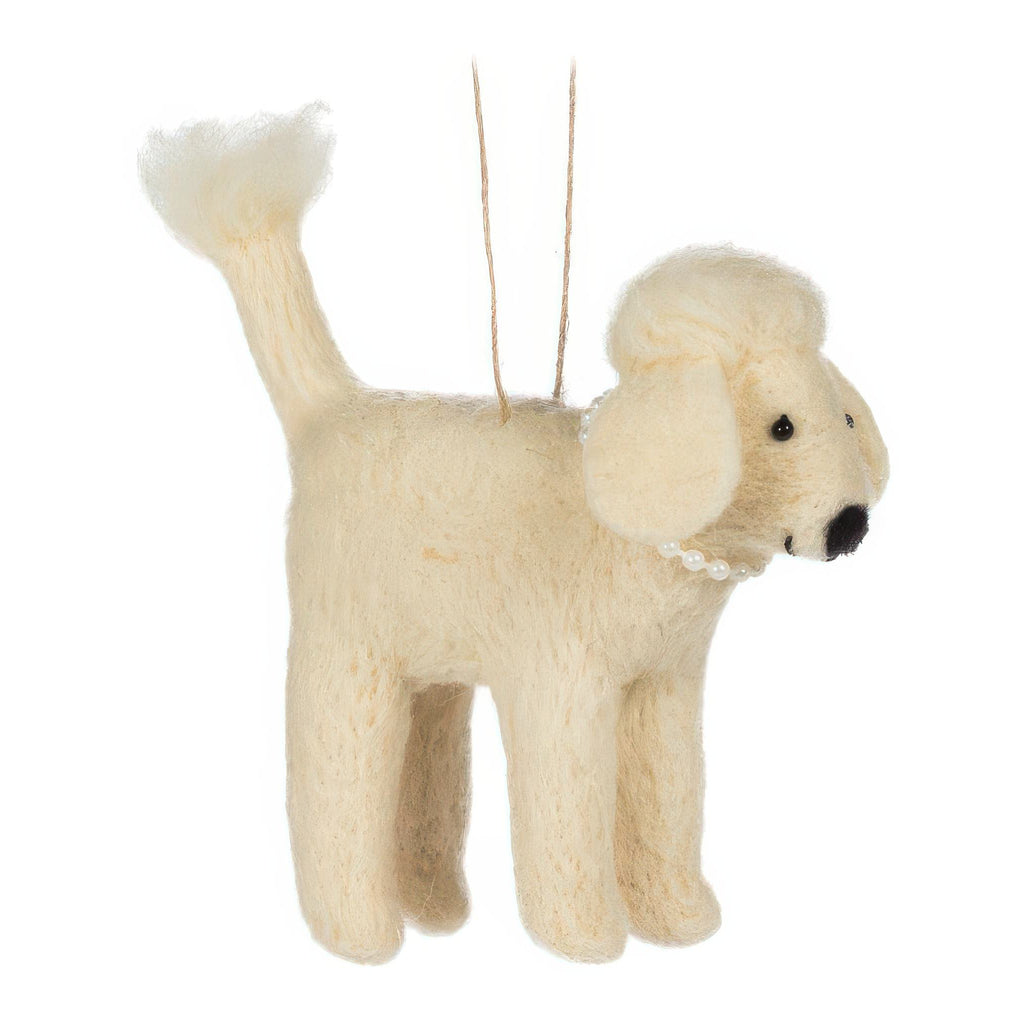 Poodle with Pearls Ornament - white.