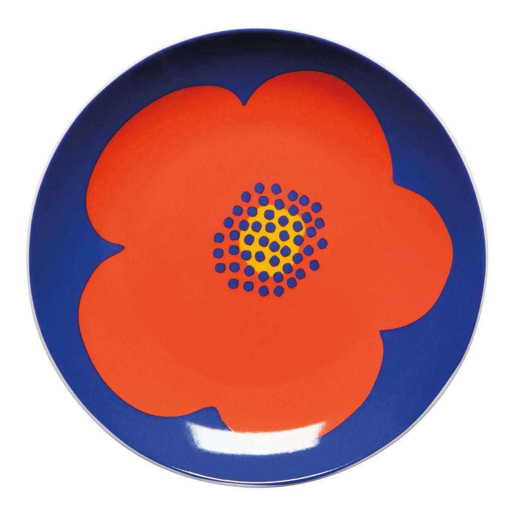 Poppy Appetizer Blue & Red Plates.