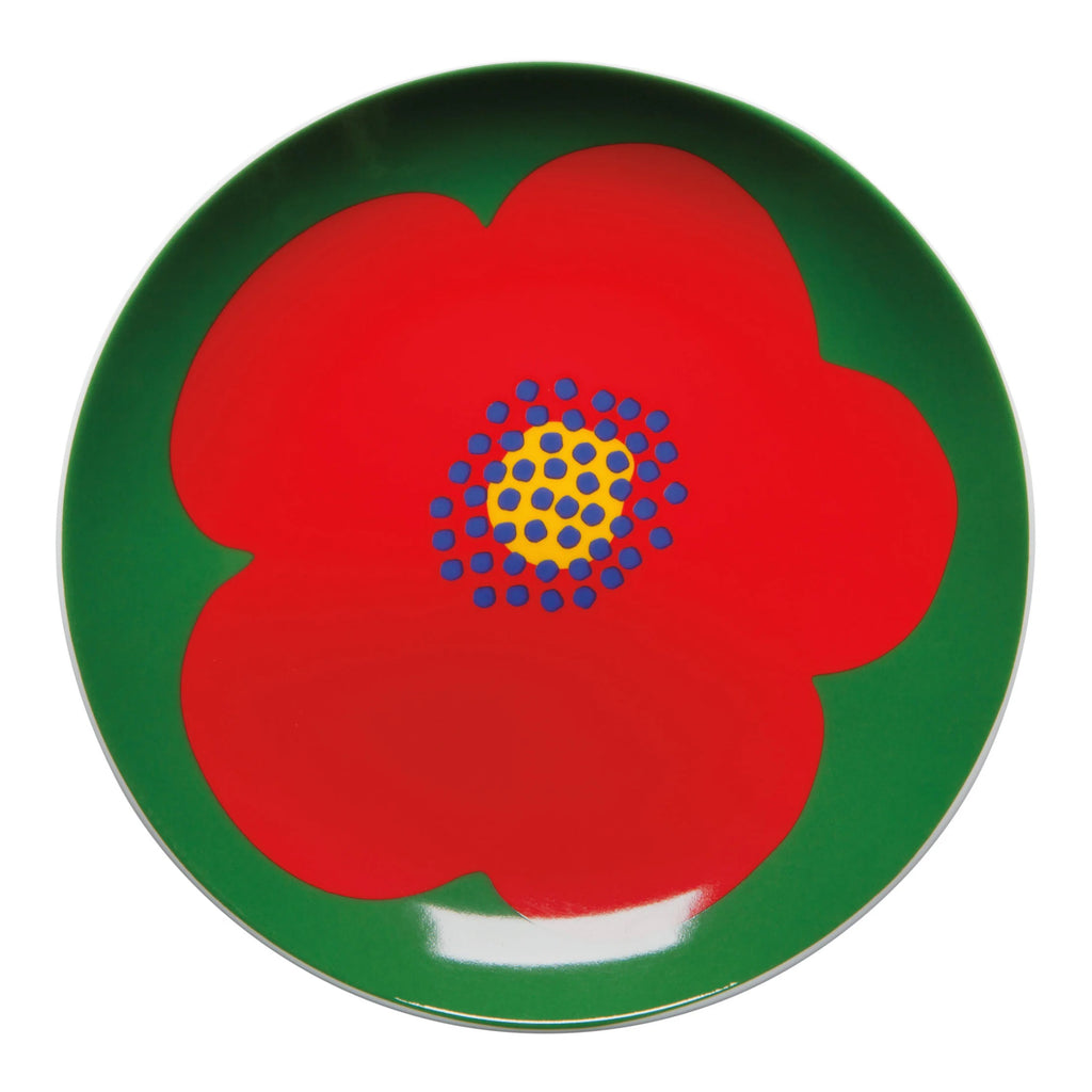 Poppy Appetizer Greeen & Red Plate.