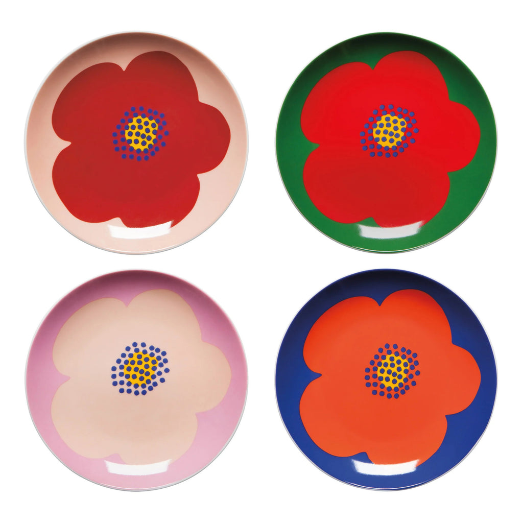 Poppy Appetizer Plates Set of 4 Assorted.