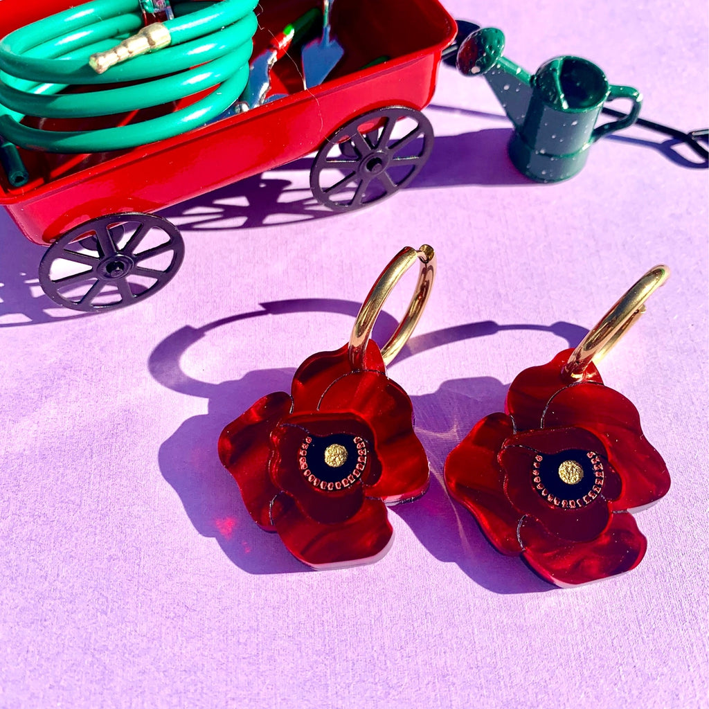 Poppy Flower Earrings.