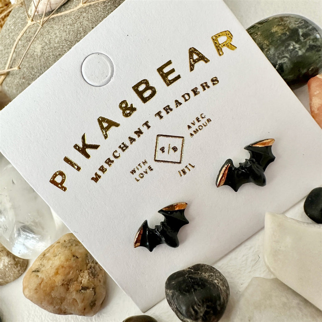 Porcelain Bat Stud Earrings packaging.