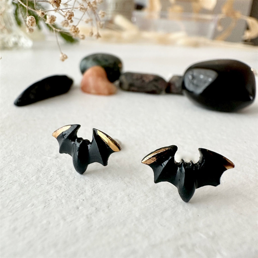 Porcelain Bat Stud Earrings.