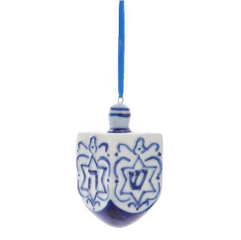 Porcelain Hanukkah Ornament dreidal.