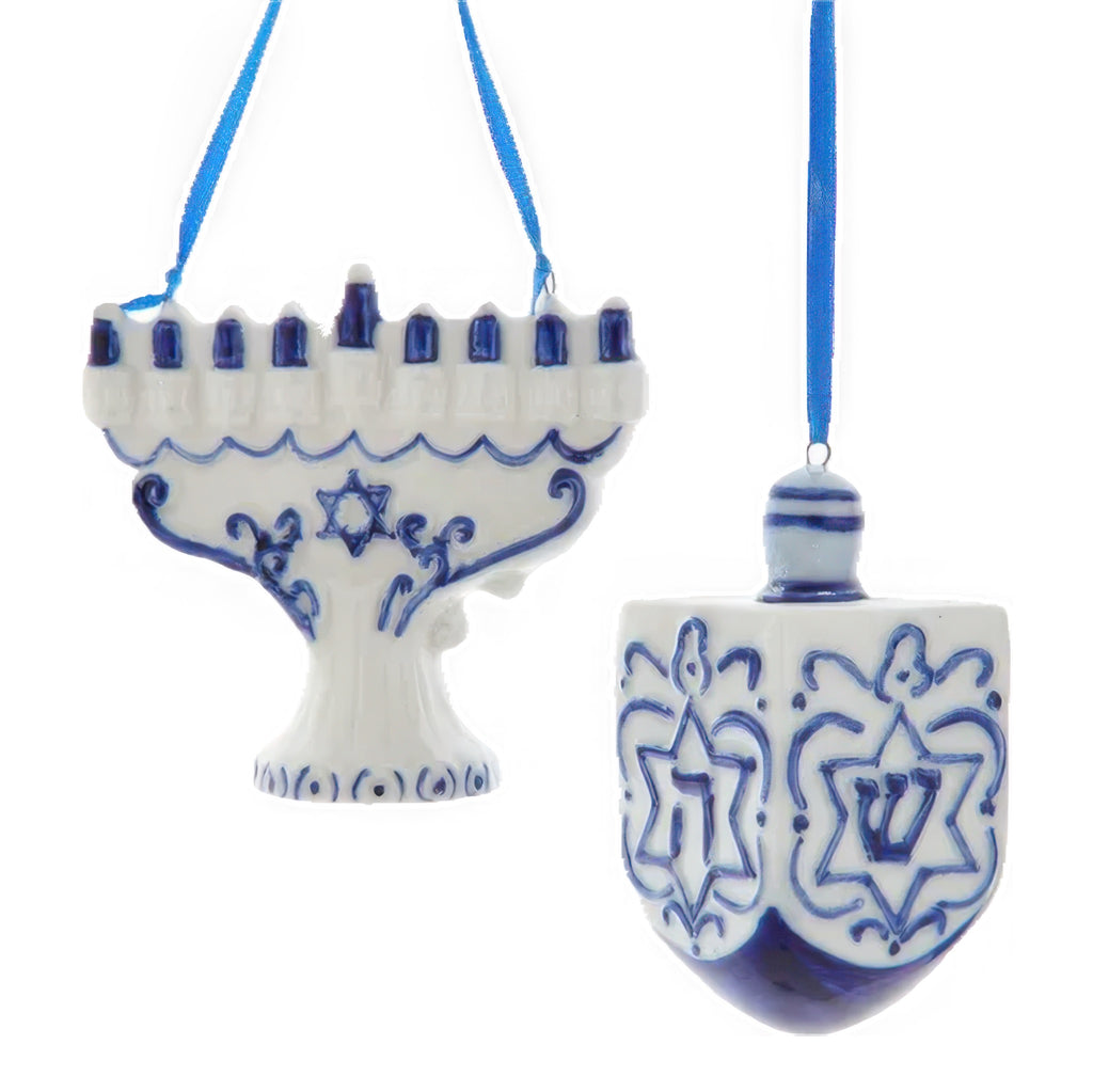 Porcelain Hanukkah Ornaments.