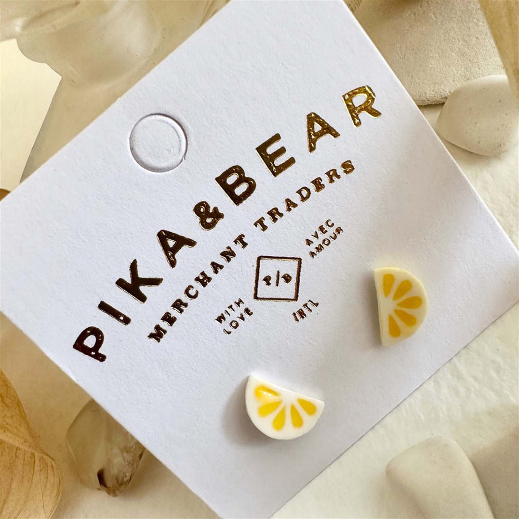 Porcelain Lemon Slice Stud Earrings packaging.