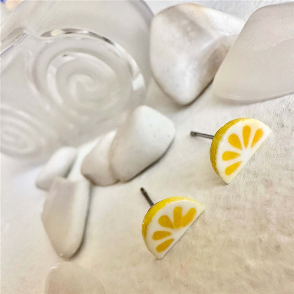 Porcelain Lemon Slice Stud Earrings.
