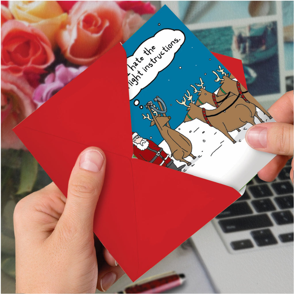 Pre-Flight Instructions Christmas Card in hand.