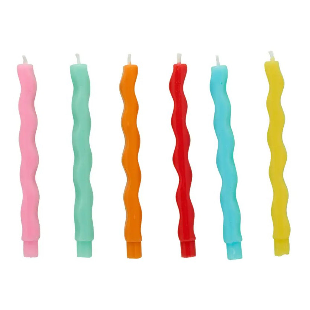 Premium Bright Wavy Birthday Candles Pack Of 12.