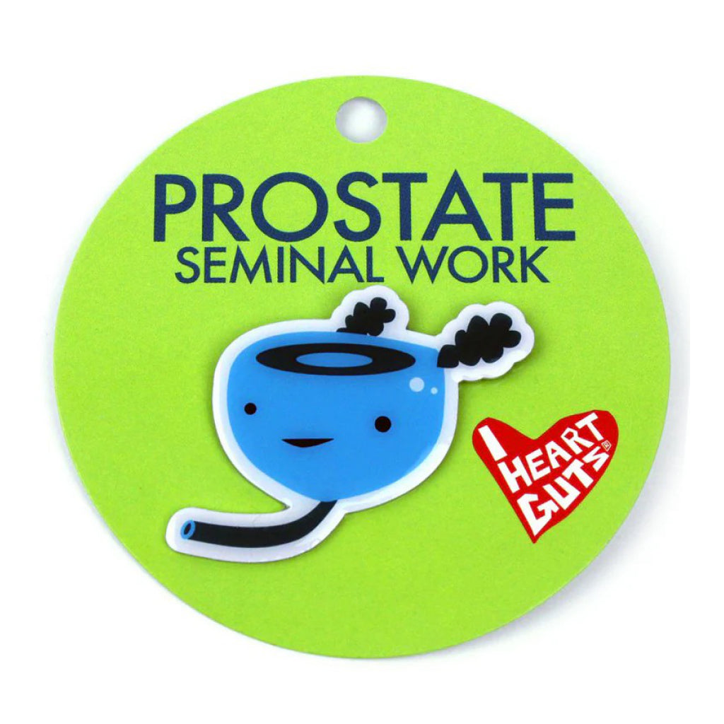 Prostate Lapel Pin packaging.