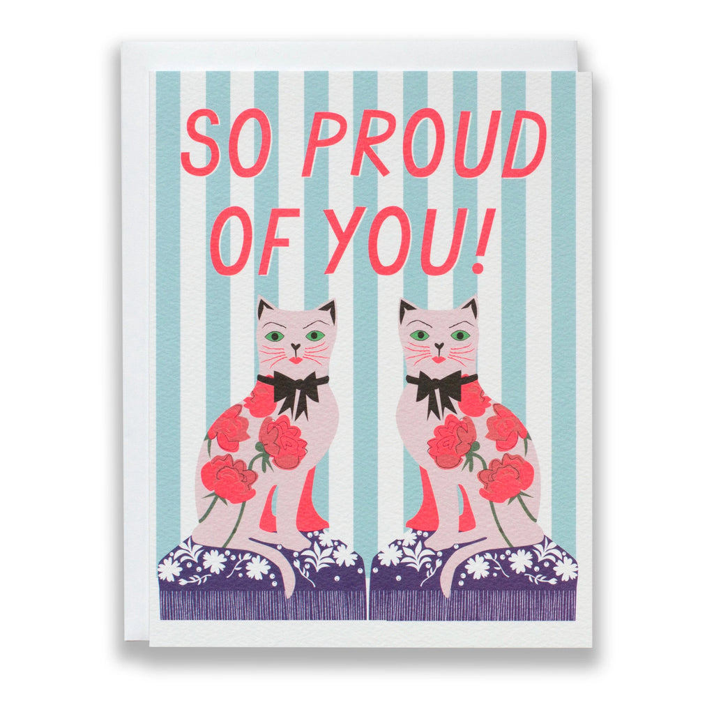 Proud of You Note Staffordshire Cats Card.