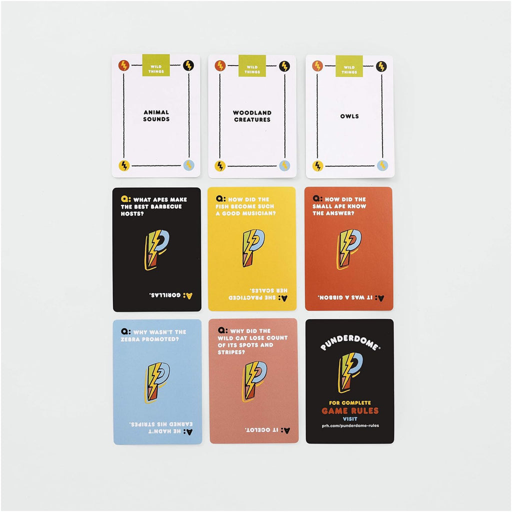 Punderdome Wild Things Expansion Pack sample cards.