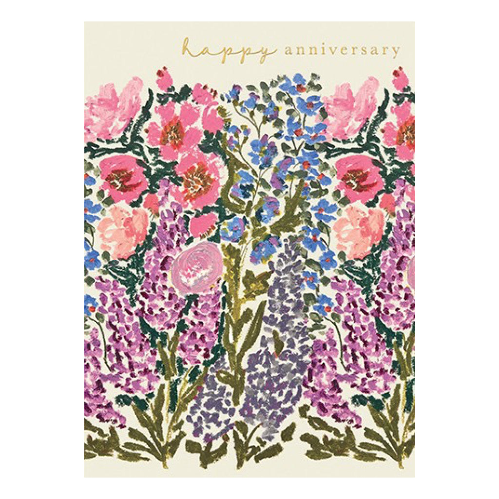 Purple Garden Anniversary Card.