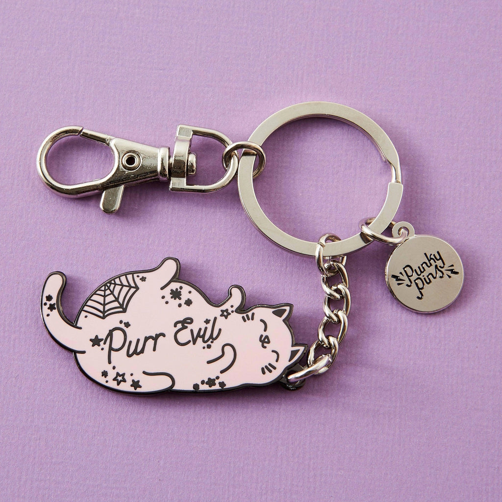 Purr Evil Hard Enamel Keyring.