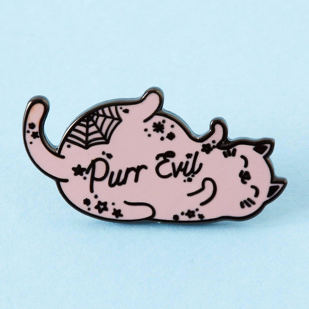 Purr Evil Pink Cat Enamel Pin.