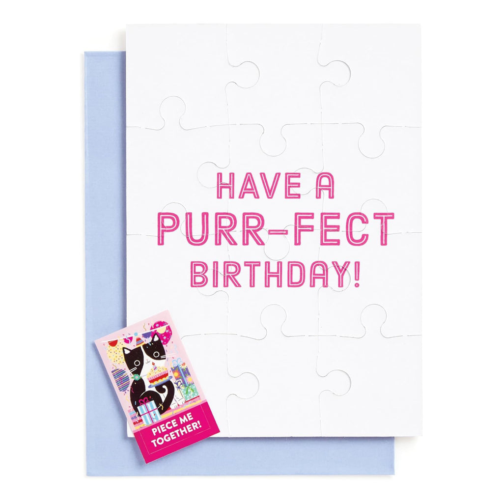 Purr-fect Cat Birthday Greeting Card Puzzle back of puzzle.