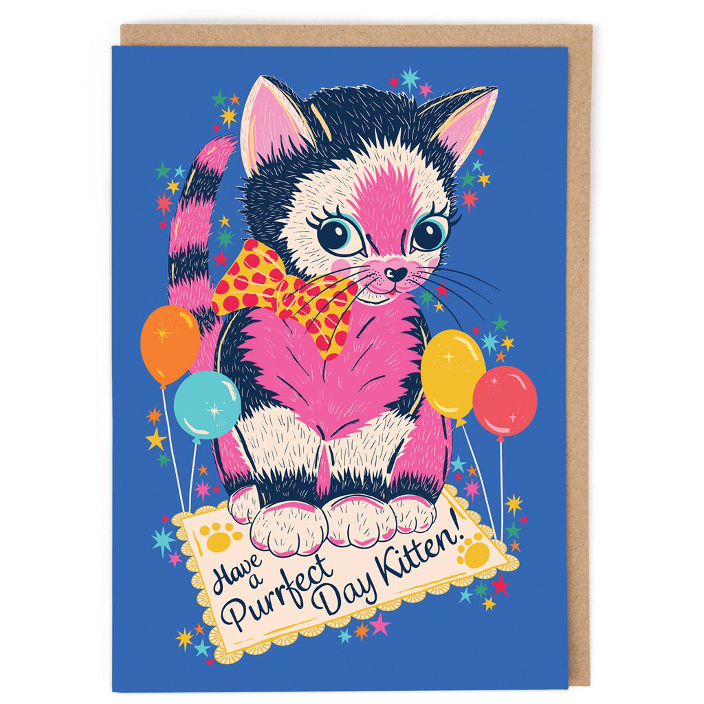 Purrfect Kitten Birthday Card.