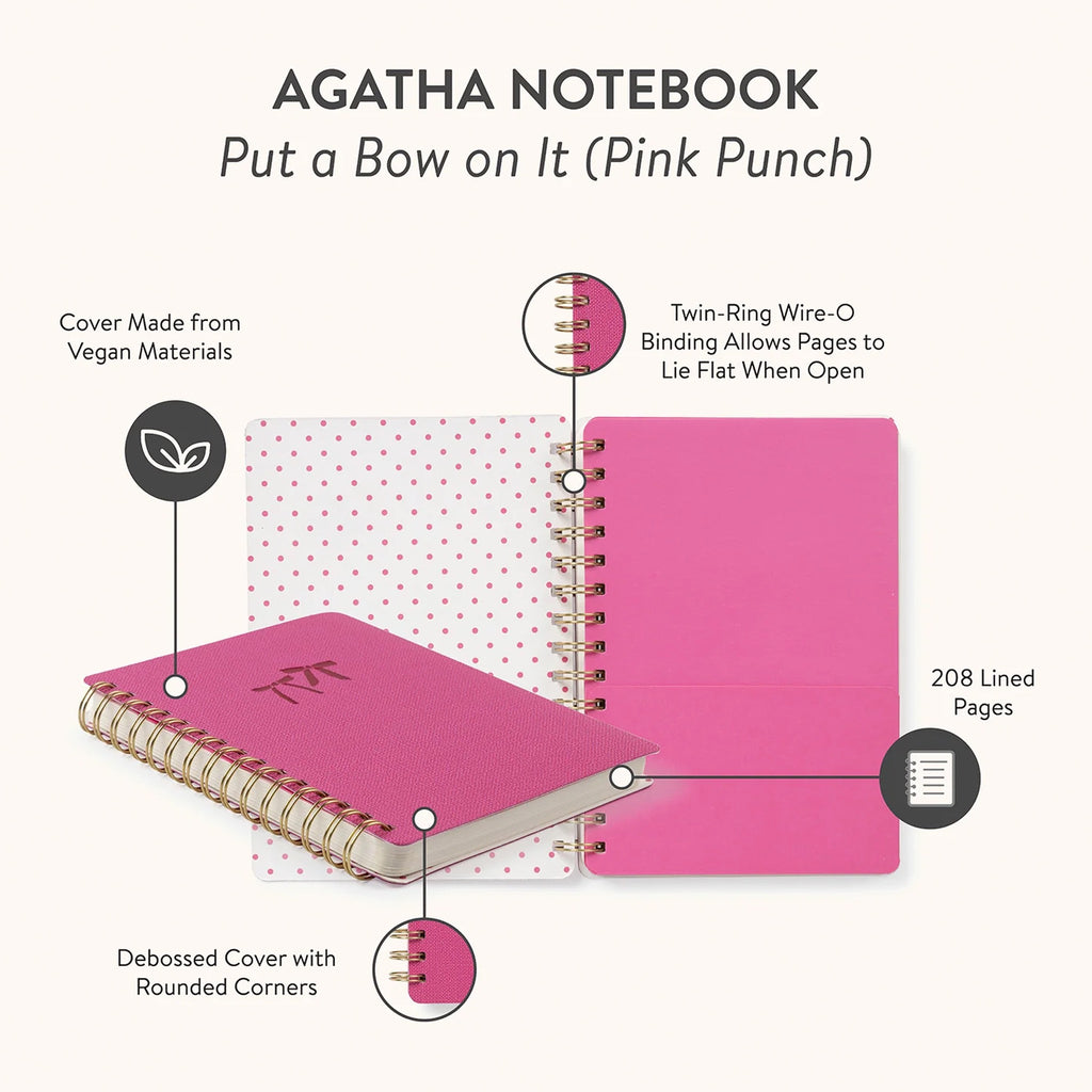 Put A Bow On It Pink Punch Agatha Notebook features.