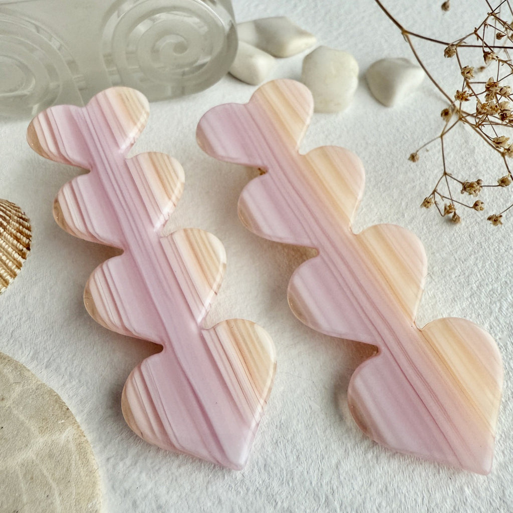 Quadruple Heart Duckbill Hair Clip Lychee.