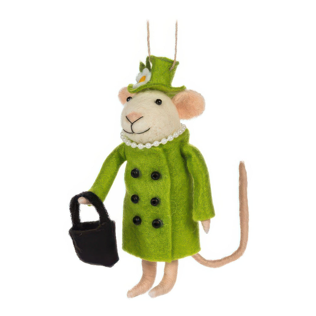 Queen Mouse Ornament - green.