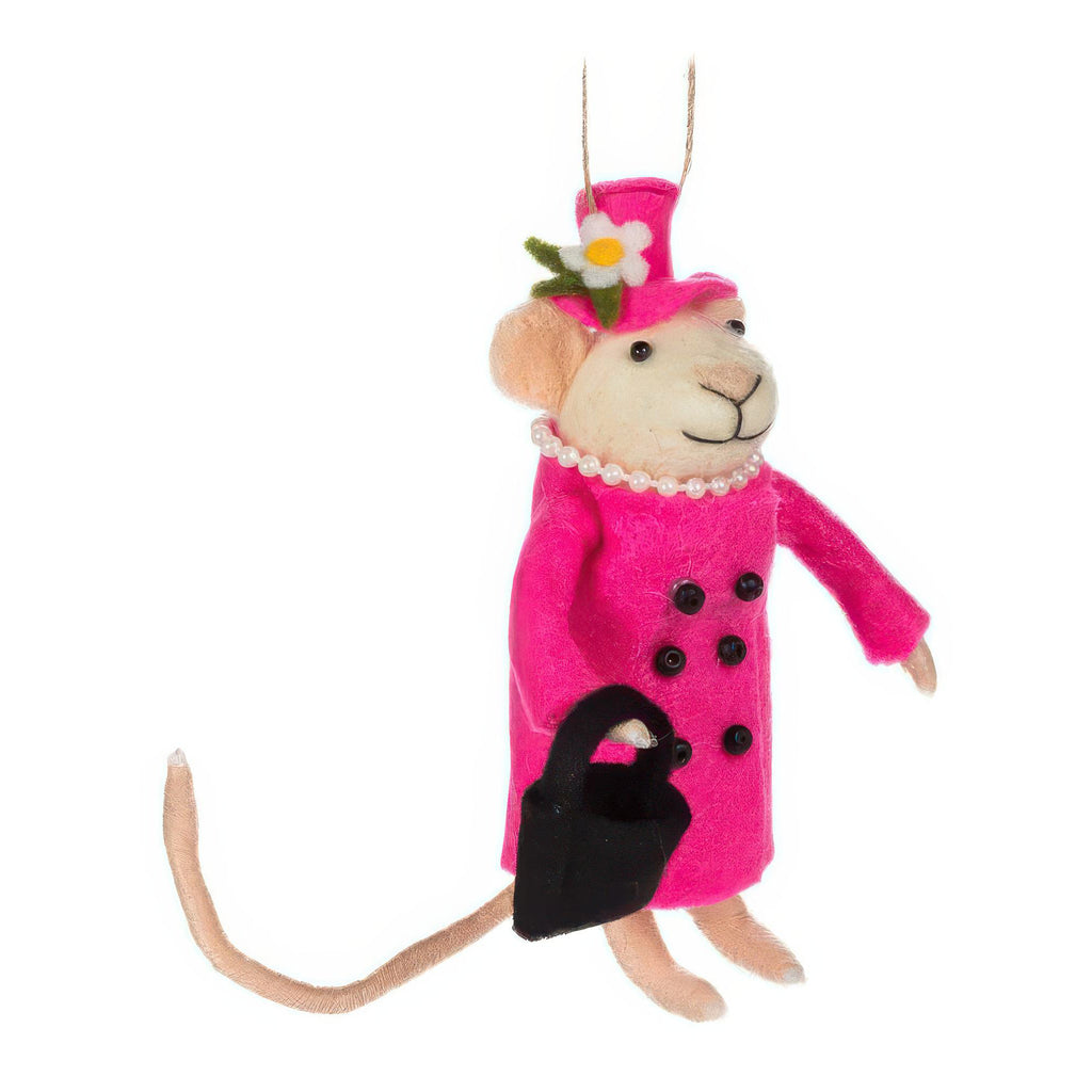 Queen Mouse Ornament - pink.