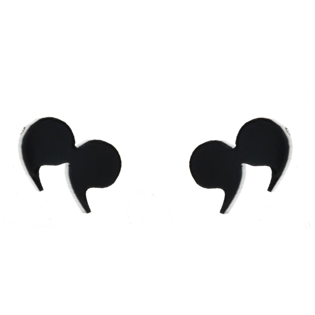 Quotes Pierced Studs Solid Black.