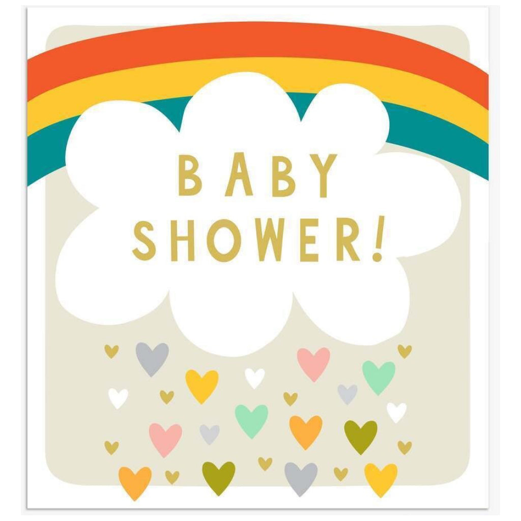 Rainbow & Hearts Baby Shower Card.