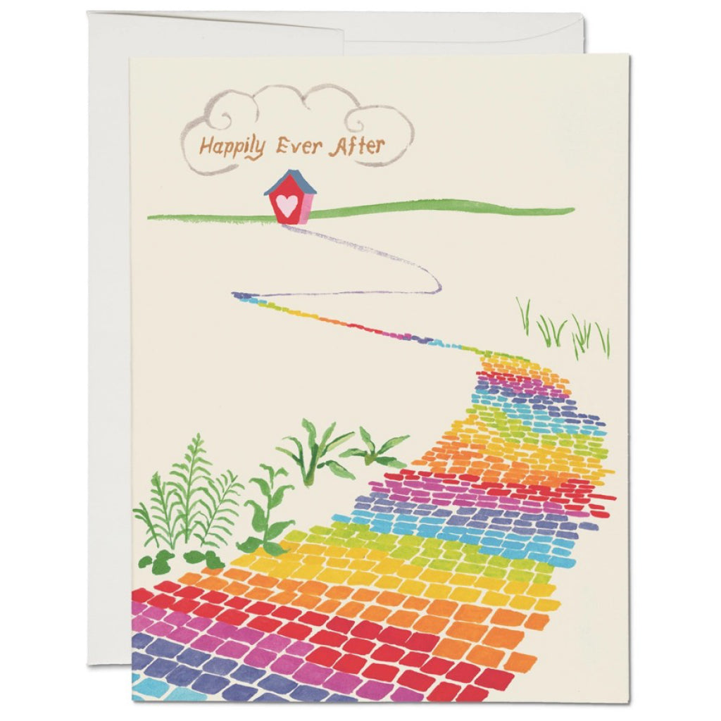 Rainbow Brick Road Wedding Card.