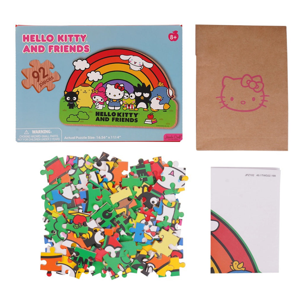 Rainbow Hello Kitty And Friends Wooden Jigsaw Puzzle contents.