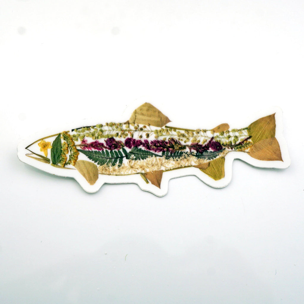 Rainbow Trout Floral Sticker.