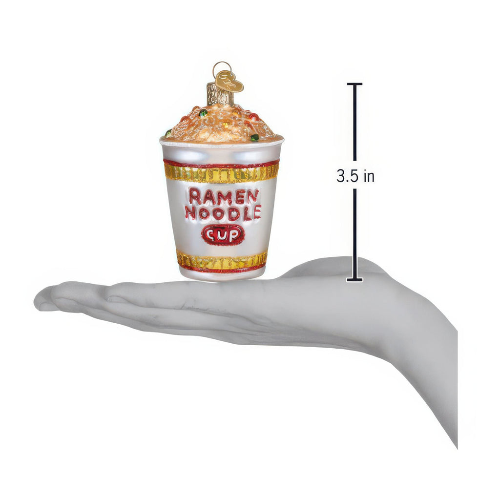 Ramen Noodle Cup Ornament in hand.