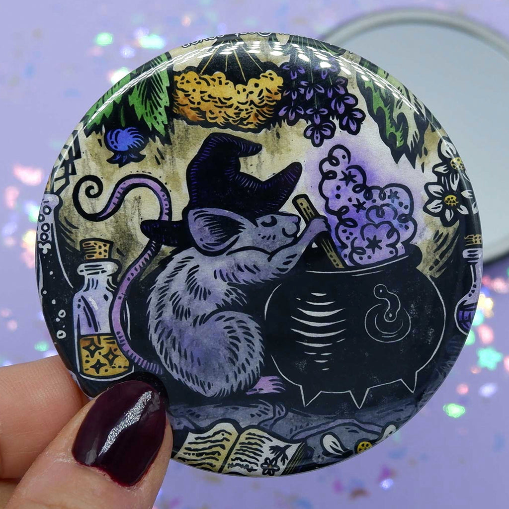 Rat Witch Pocket Mirror .