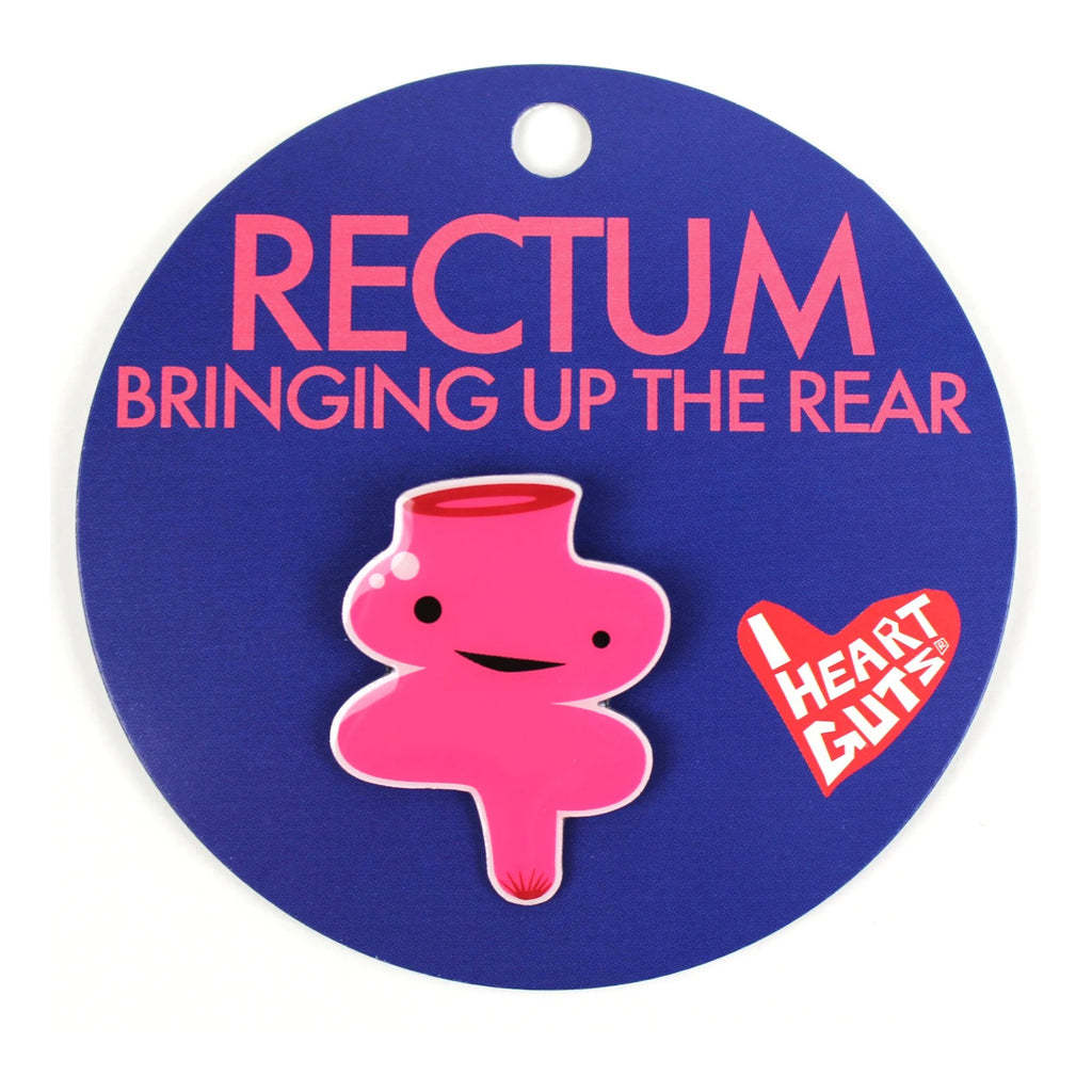 Rectum Lapel Pin packaging.