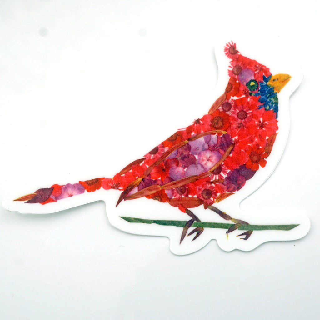 Red Cardinal Botanical Sticker.