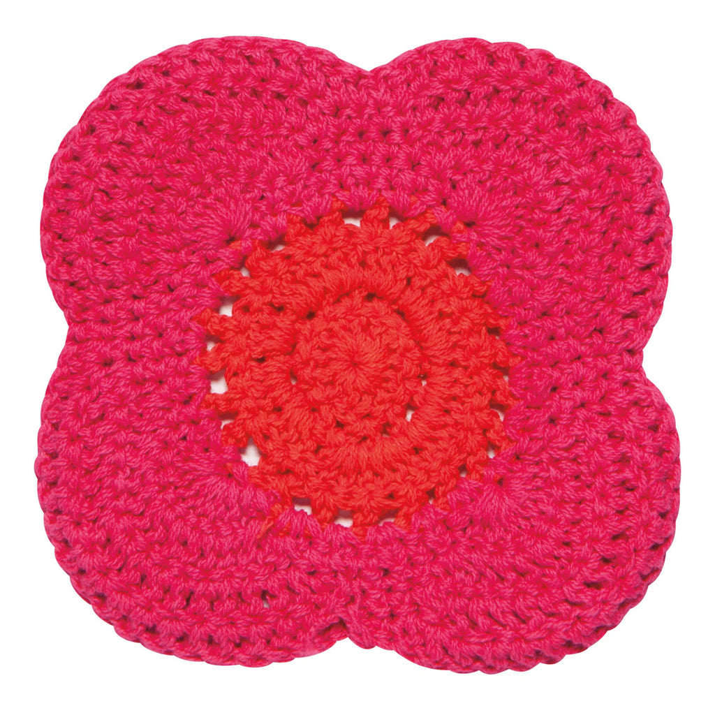 Red Poppy Crochet Coaster.