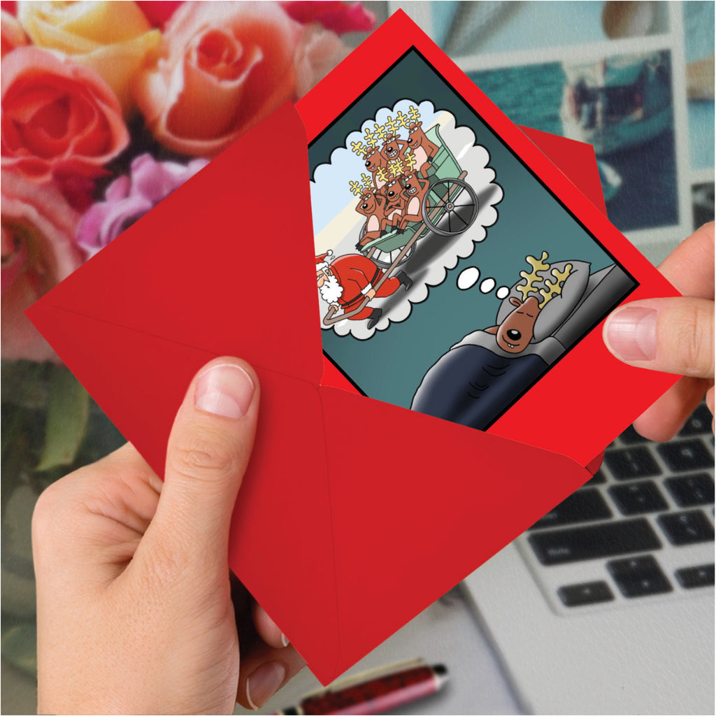 Reindeer Dream Christmas Card in hand.