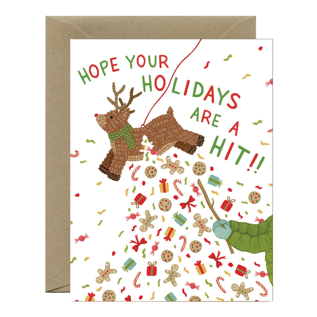 Reindeer Piñata Winter Holiday Card.
