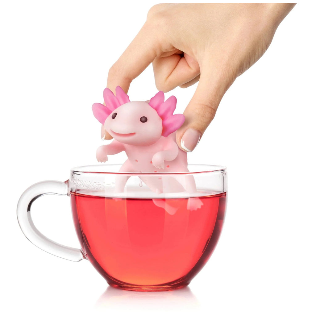 Relaxolotl Tea Infuser in cup.