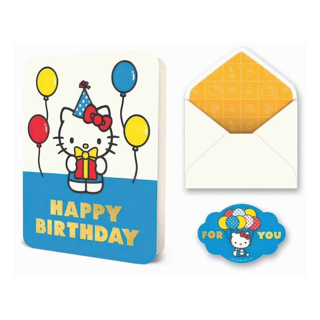 Retro Hello Kitty Balloons Birthday Card.