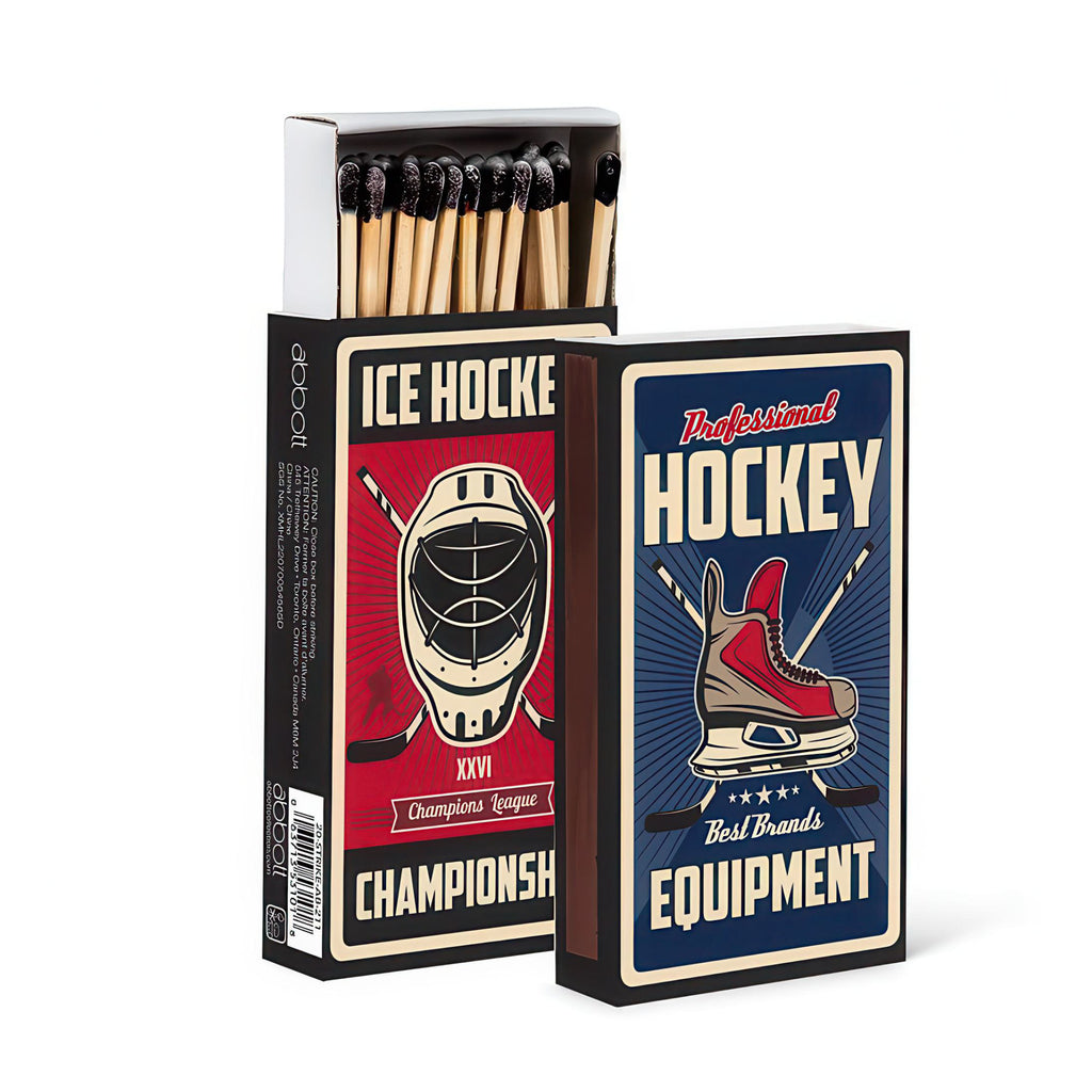 Retro Hockey Print Matches - front and back.