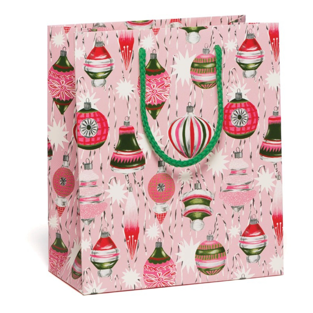Retro Ornaments Medium Holiday Gift Bag.