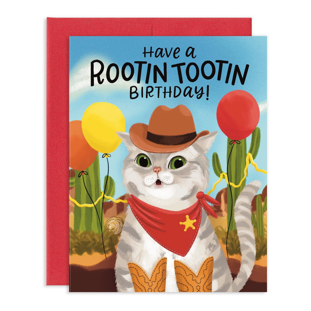 Rootin Tootin Western Cat Birthday Card.