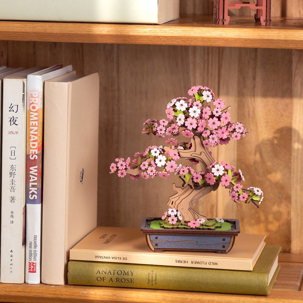Sakura Bonsai Modern Wooden Puzzle on shelf.