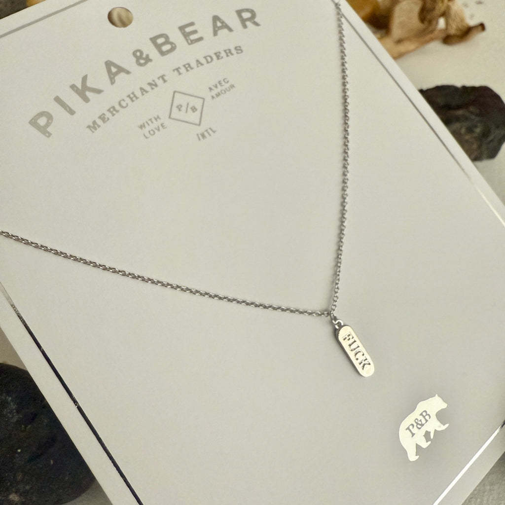 Salty Language Charm Necklace Silver packaging.