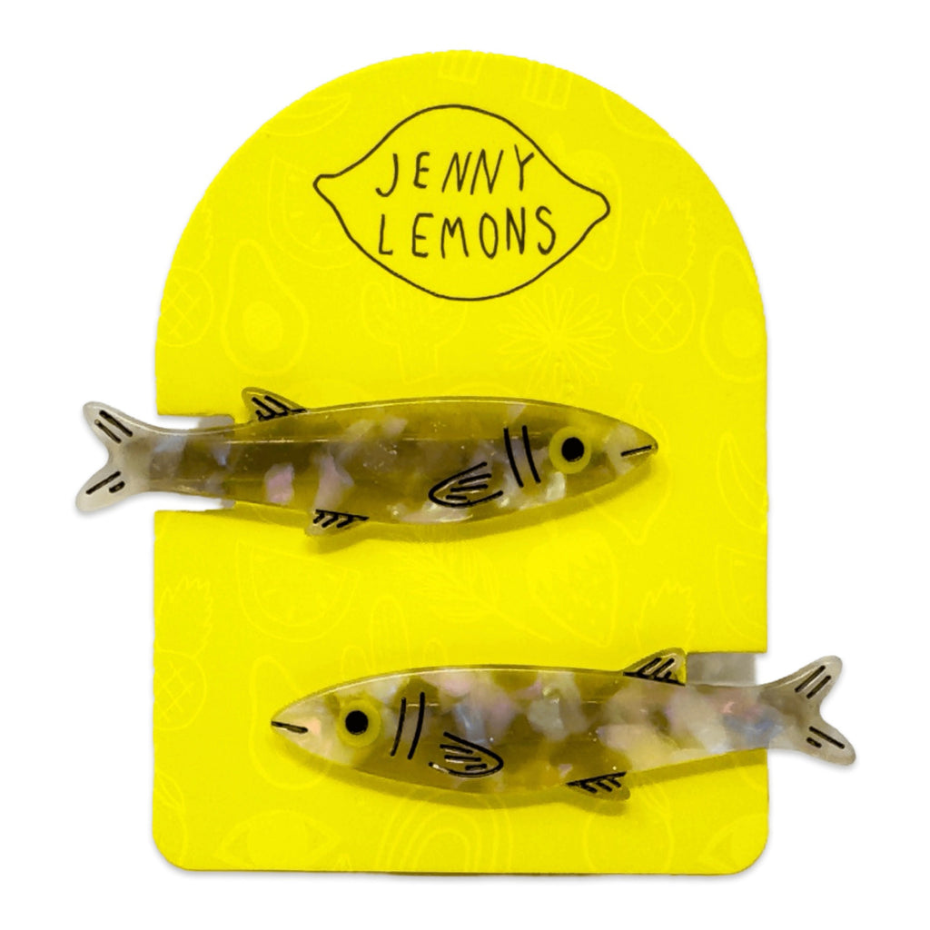 Sardine Alligator Hair Clip Set packaging.