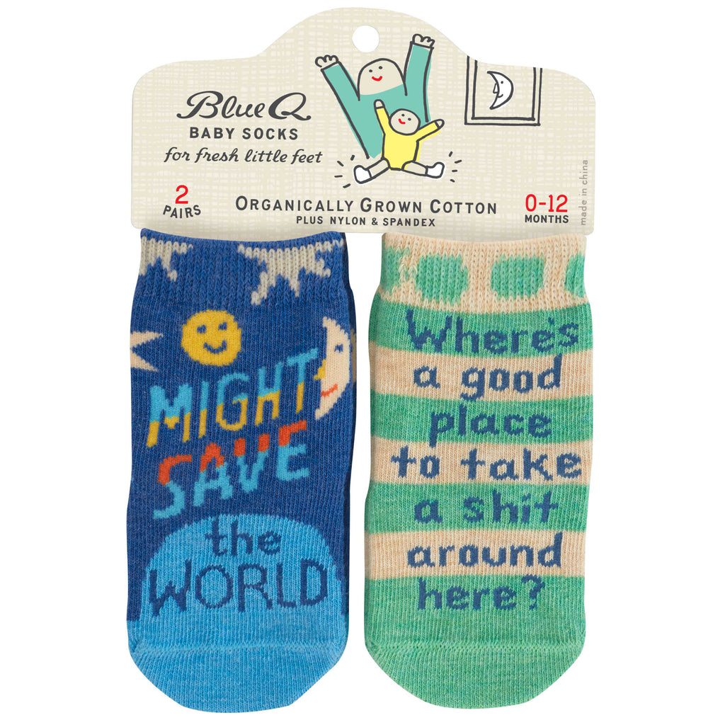 Save World/Take Shit Baby Socks.